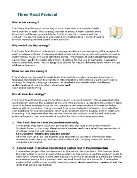 Preview of Three Read Protocol Teaching Strategy; What's it? why, how & when to use