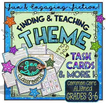 Preview of Finding & Teaching THEME: Task Cards & More (DIFFERENTIATED)
