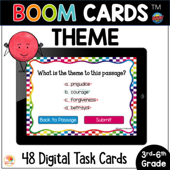 Preview of Teaching Theme BOOM CARDS™ Task Cards: Theme in ONE WORD