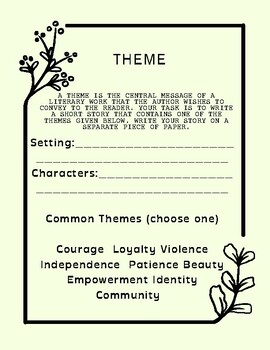 Preview of Teaching Theme- ELL and English Version- Middle School-Short Story-Worksheet