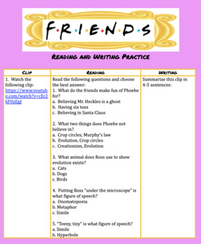 Preview of Teaching Through TV: Friends