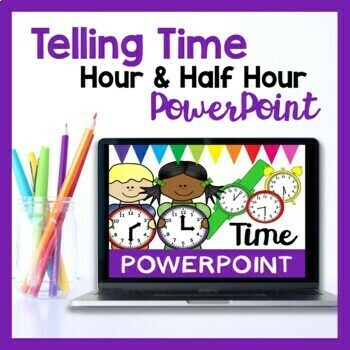 Preview of Time PowerPoint To The Hour And Half Hour - Digital Telling Time Slides