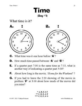 teaching time worksheets 3rd 4th 5th grade math by kathryn robinson