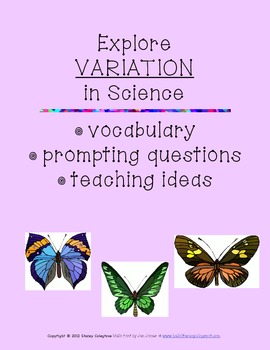 Preview of Teaching Variation in Science: vocabulary, prompting questions, & teaching ideas
