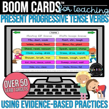 Preview of Teaching Verbs Boom Cards™: Present Progressive -ing