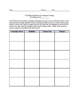 Preview of Teaching Vocabulary Context Customizable Worksheet
