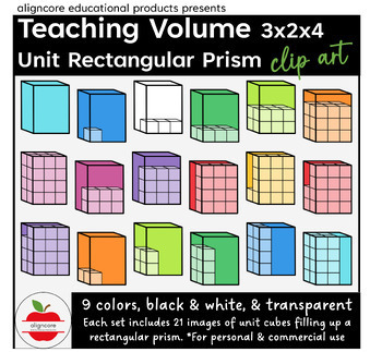 Preview of Teaching Volume Clip Art Set - 3x2x4 Rectangular Prism