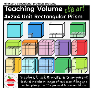 Preview of Teaching Volume Clip Art Set - 4x2x4 Rectangular Prism