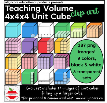 Preview of Teaching Volume Clip Art Set - 4x4x4 Cube