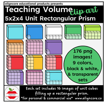 Preview of Teaching Volume Clip Art Set - 5 x 2 x 4 Rectangular Prism