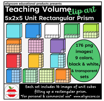 Preview of Teaching Volume Clip Art Set - 5 x 2 x 5 Rectangular Prism