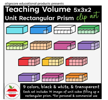 Preview of Teaching Volume Clip Art Set - 5x3x2 Rectangular Prism