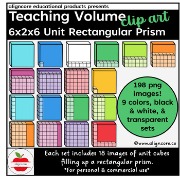 Preview of Teaching Volume Clip Art Set - 6 x 2 x 6 Rectangular Prism