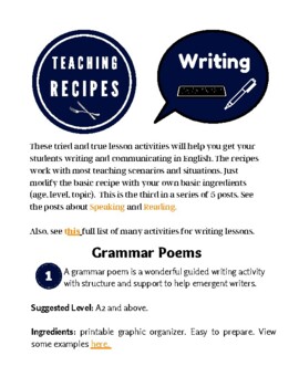 Preview of Teaching Writing. Activities. Recipes. Resources. ESL. ELLs. EFL. ELA.