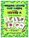 Teaching by the Letter A Missing Letter Clip Cards for Pre