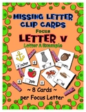 Teaching by the Letter V Missing Letter Clip Cards for Pre
