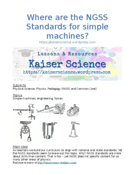 Preview of Teaching simple machines in high school science & engineering