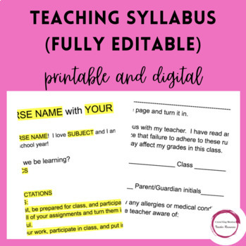 Preview of Teaching syllabus (FULLY EDITABLE)
