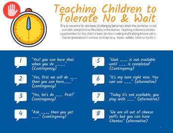 Preview of Teaching to tolerate "No" and "Wait"