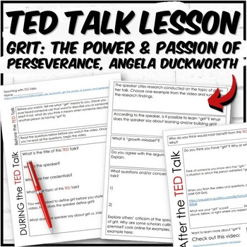 Preview of Grit: The Power of Passion and Perseverance TED Talk Lesson