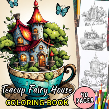 Preview of Teacup Fairy House Christmas Coloring Page 4th grade Coloring Sheet Kindergarten