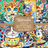 Teacup Kittens - Transparent Watercolor Paintings - Clipar