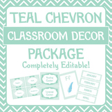 Teal Chevron Classroom Decor/ Decorations Package
