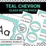 Teal Chevron Classroom Decor Pack | Name Tags, Labels, Alp
