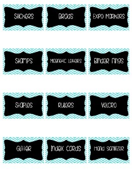 Teal Chevron Supply Labels EDITABLE by Lisa Garcia | TpT