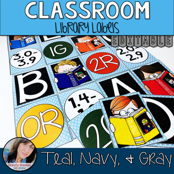 Preview of Teal Classroom Theme Decor - Library Tags Editable