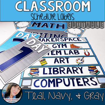 Preview of Teal Classroom Theme Decor - Schedule Posters