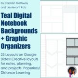 Teal Digital Notebook Background for Google Drive -Paperle