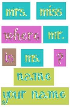 Preview of Teal, Lime and Purple - WORDS for your Where is the counselor sign