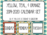Teal, Yellow, and Orange Calendar Set