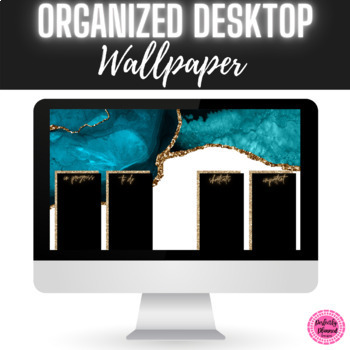 Preview of Teal and Gold Desktop Organizer Wallpaper