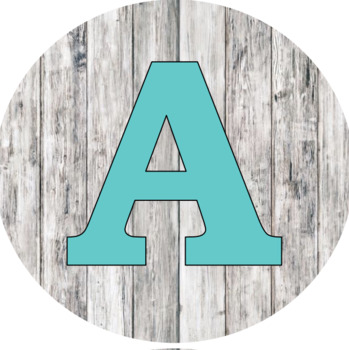Preview of Teal and Rustic Wood Farmhouse Alphabet Letters (Upper and Lowercase)