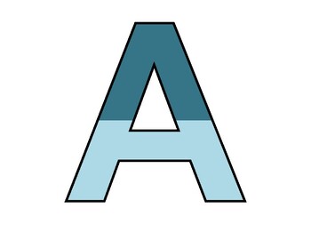 Preview of Teal blue and light blue Board Letters Classroom Decor (A-Z a-z 0-9)
