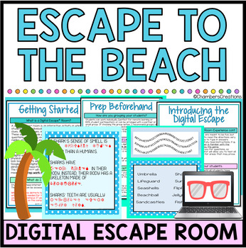 Preview of Beach Themed Digital Escape Room Beach Summer Graduation Breakout Game