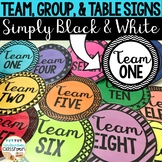 Team, Group, and Table Signs: Simply Black and White | Cla