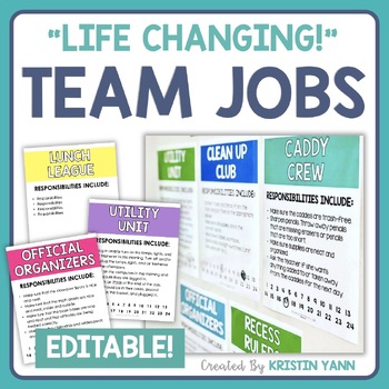Preview of Team Jobs - Editable Classroom Jobs - Classroom Management - Match Your Decor