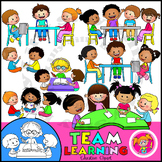 Team Learning - Clipart in BLACK & WHITE/ full color. {Lil