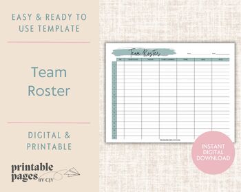 Free Printable Football Roster