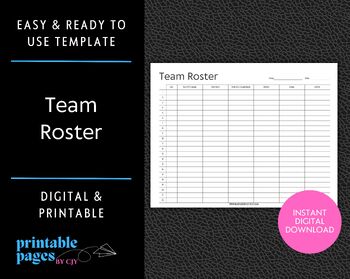 Free Printable Football Roster