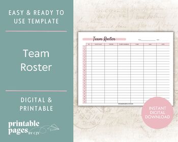 Free Printable Football Roster