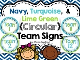 Circular Team Signs 1-12 {Navy, Turquoise, Lime Green}