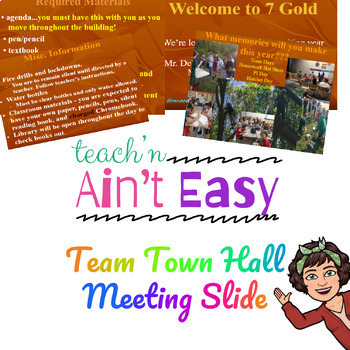 Preview of Team Town Hall Meeting Slide To Use With Students and Teachers