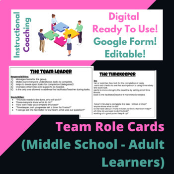 Preview of Team and Teaming Roles (Middle School, H/S, College, Adult Learners)