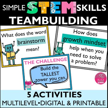 Preview of Team building 5 STEM Activities Growth Mindset STEAM Skills Challenges School