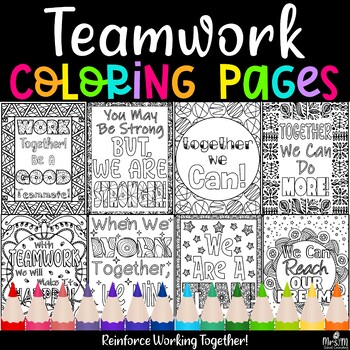 Preview of Teamwork Coloring Pages / 12 Pages / Relax & Reinforce Working Together