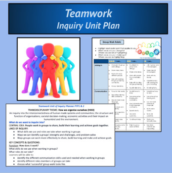 Preview of Teamwork Inquiry Unit - Group Skills - STEM - Social Studies - IB PYP